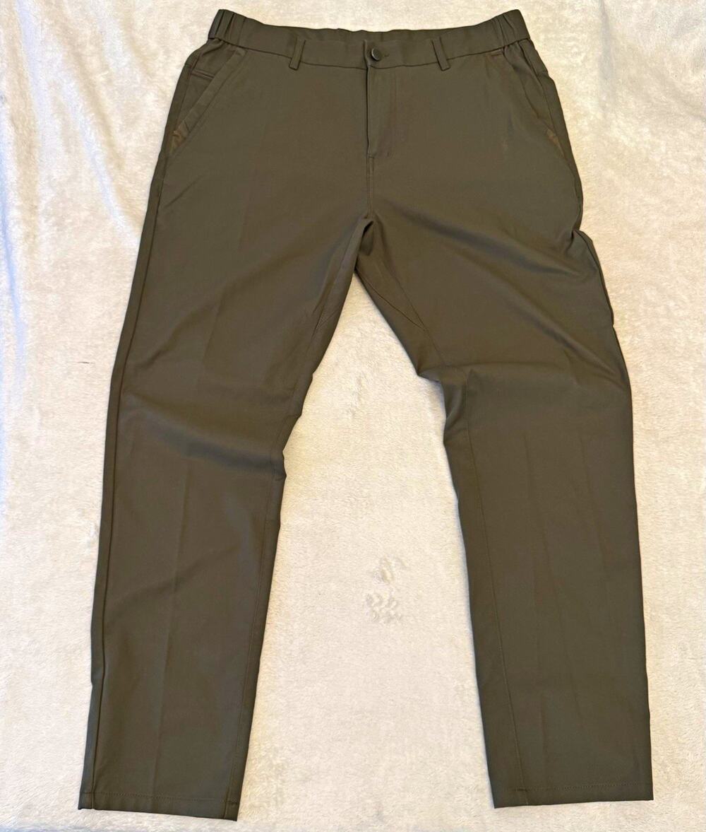 Jack Archer Mens Olive Green Slim Tapered Flat Front Polyester Pants Pockets 33